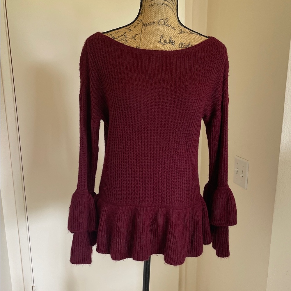 Elegant Off-the-Shoulder Wine Sweater